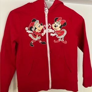 Disney World Park Kids Mickey Minnie Mouse Christmas Zip Up Hoodie Size M